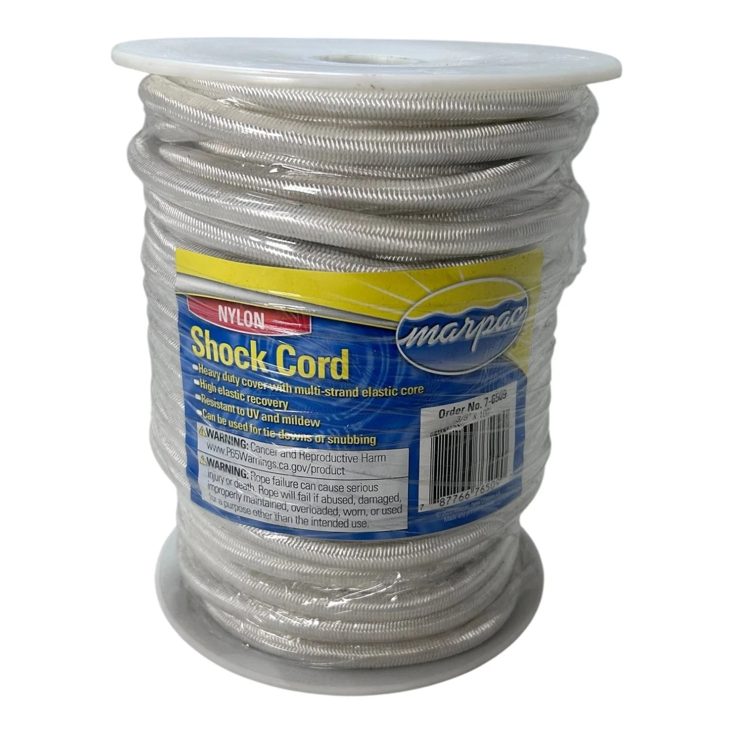 Marpac 7-6509, Marine Shock Cord Heavy Duty Nylon White Rope -