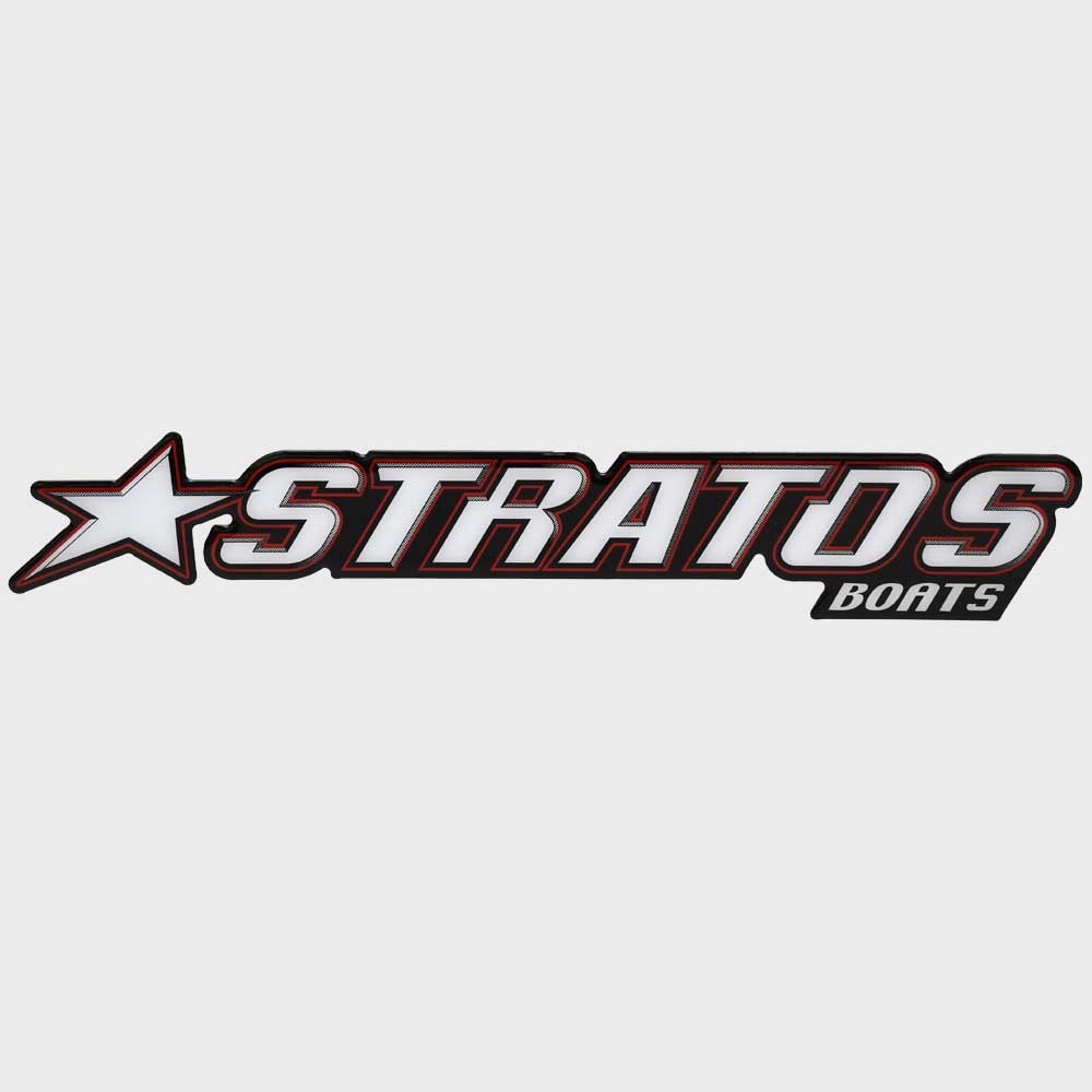 Stratos Boat Raised Decal 203902 Black White Red Trailer 13 1/4 Inch by Stratos