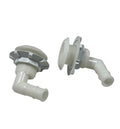 100 Degree Plastic Thru Hull, 3/4in Hose Barb, White, 2 Pack, New