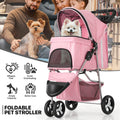 Pink Foldable Dog Stroller