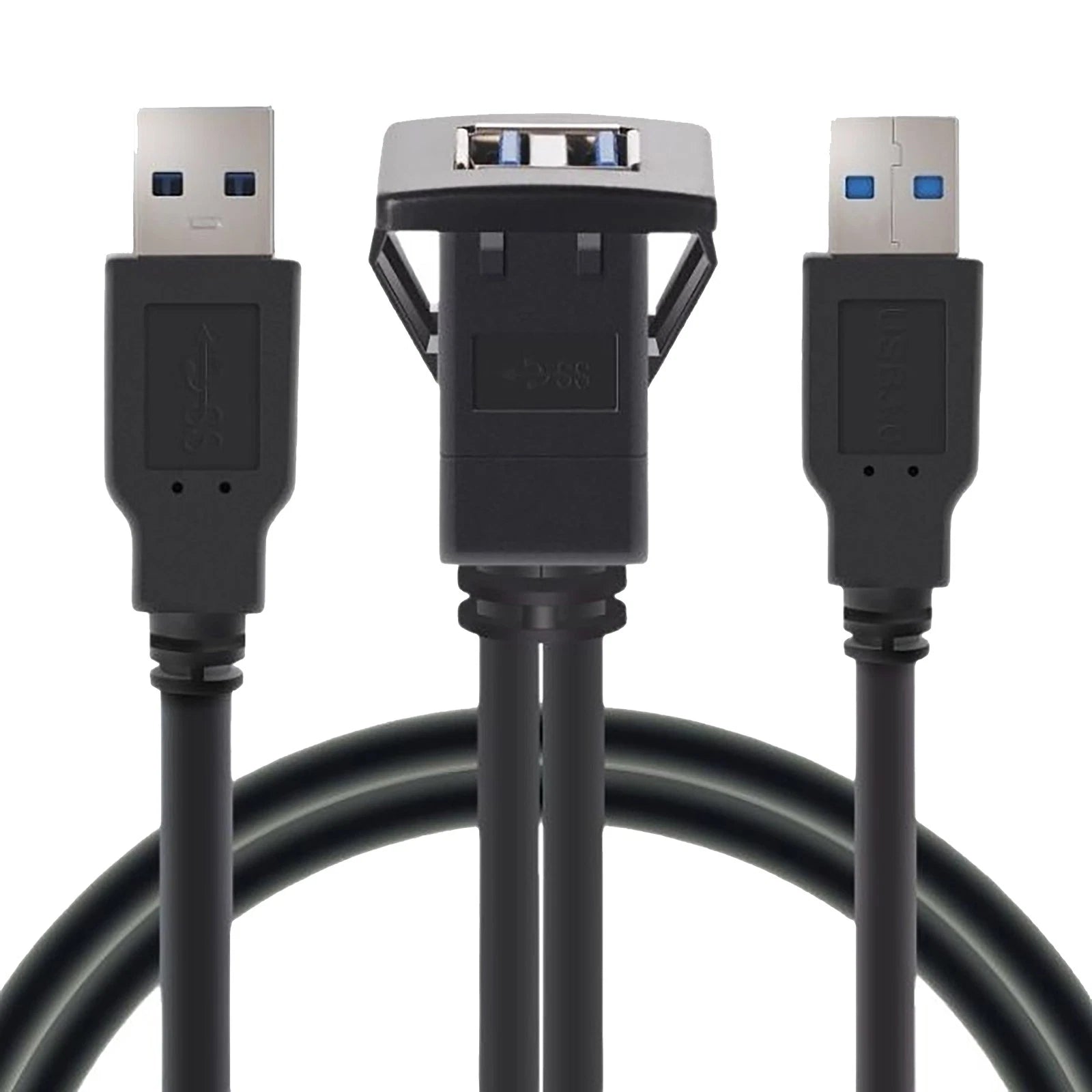 Car Vehicle Square Usb 3.0 Flush Mount Panel Extension Cable Dual