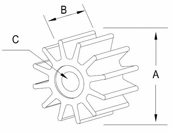 Jabsco Water Pump Impeller for 500113, 128170-42070, 128176-42071