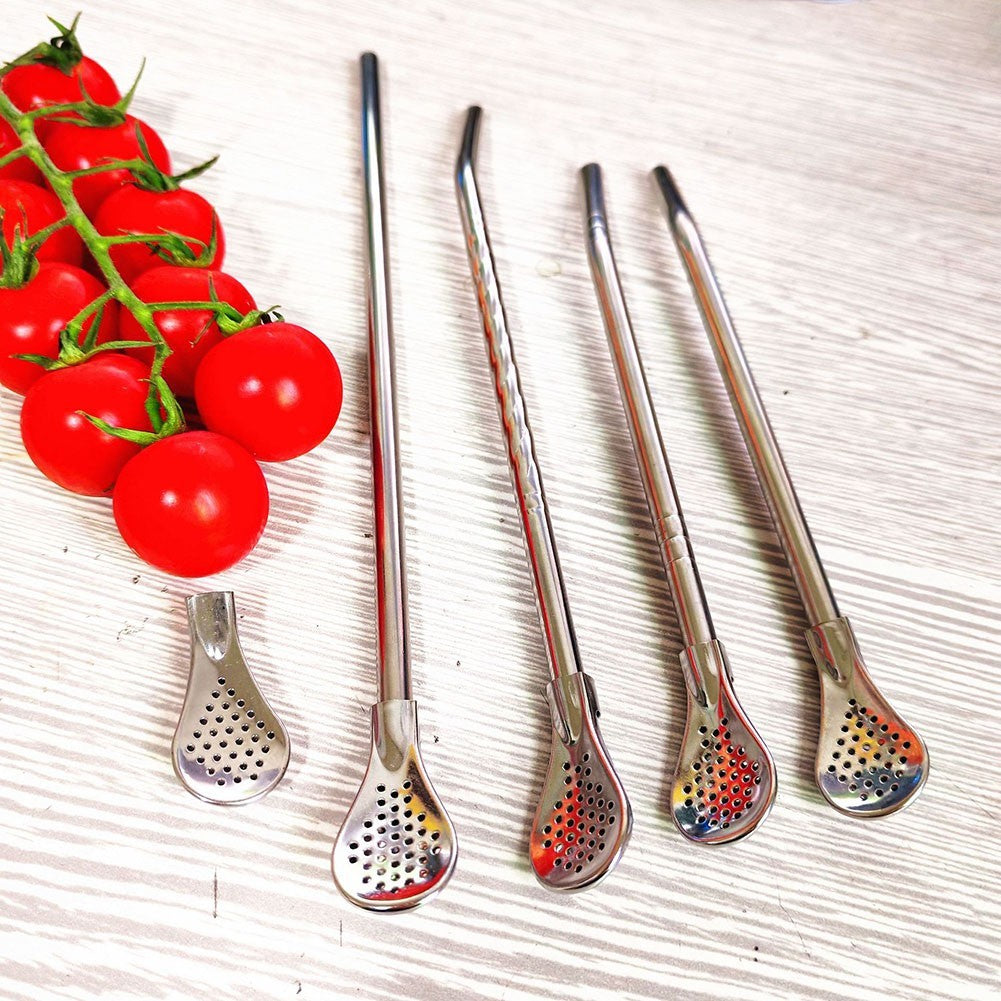Eco-Friendly Steel Straw Spoon for Mixing