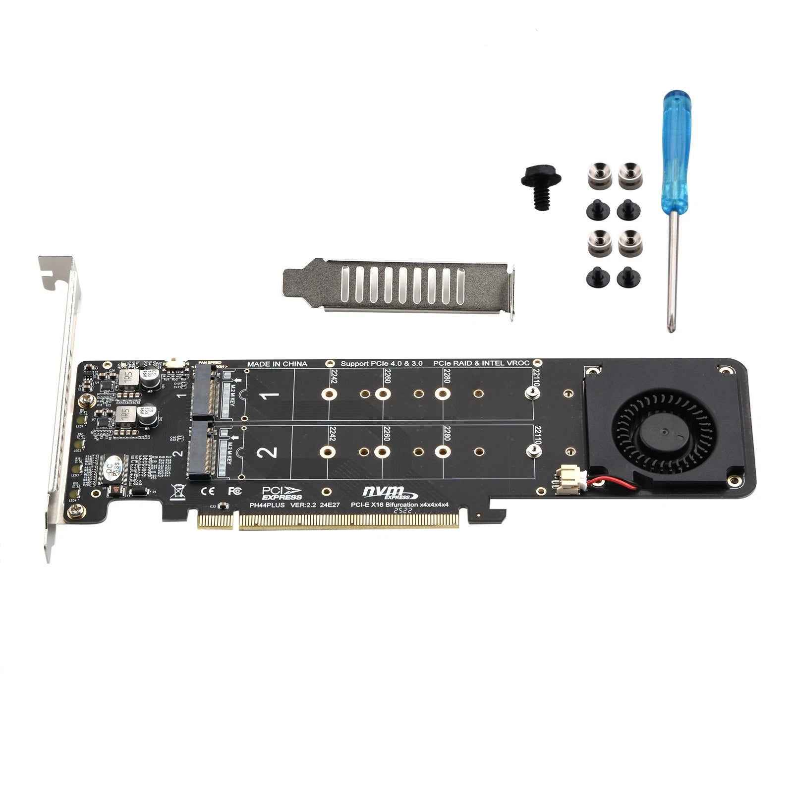 2280 Ssd Expansion Split Card Raid 0 Mode Supports 4 Nvme M.2 Ph44