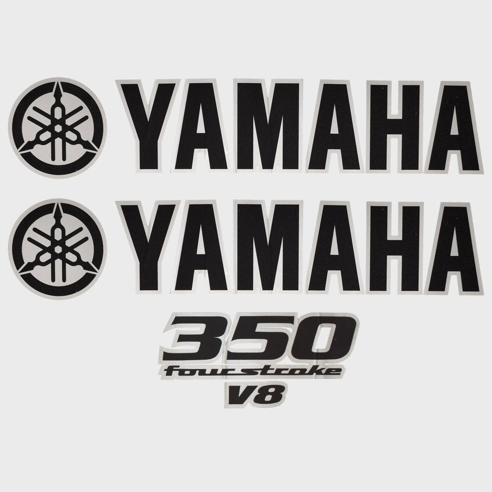 Yamaha Boat Cowling Decals | 350 V8 Four Stroke Black / Silver Sticker