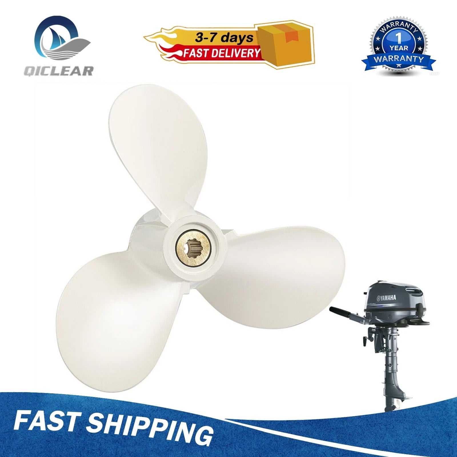 7 1/2 X 8 Boat Propeller For Yamaha 4a/5c/f4ahp 9 Tooth