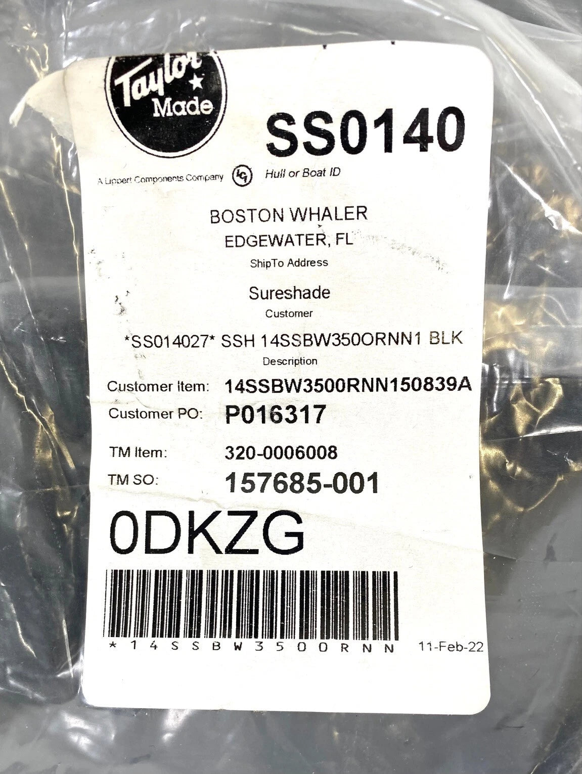 '-New- 2014 Boston Whaler 350 Outrage Sureshade Canvas Cover , Black