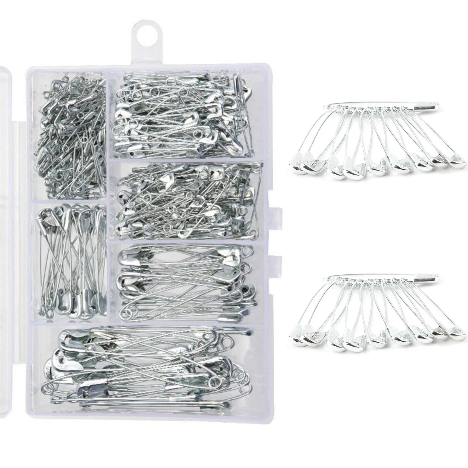 Steel Safety Pins Assorted 6 Size Heavy Duty Nickel Plated Clothes