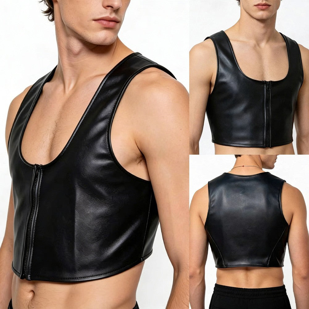 Faux Leather Tank Camisole Casual Style