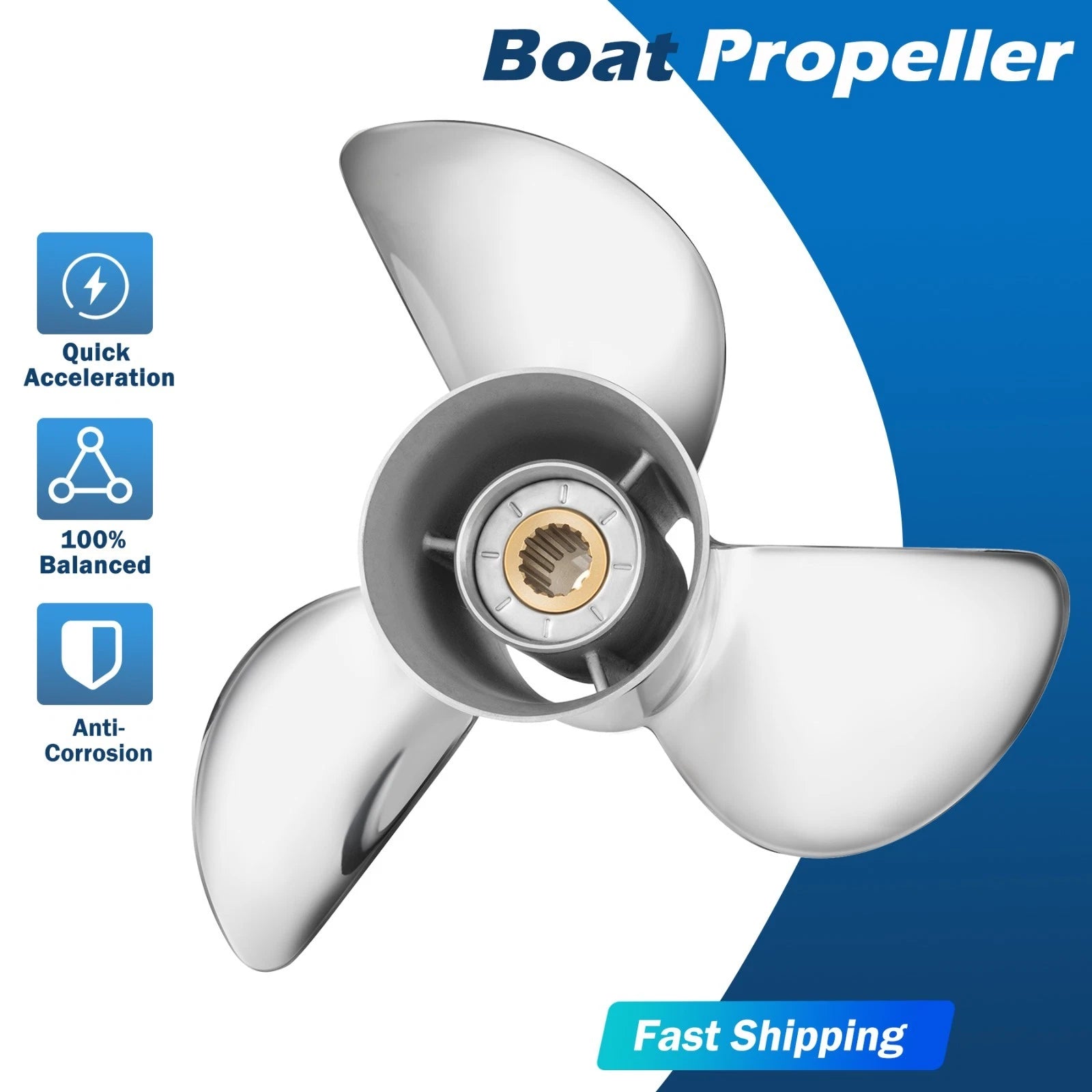 13 1/2x16 Stainless Outboard Boat Propeller For Mercury 40-140hp