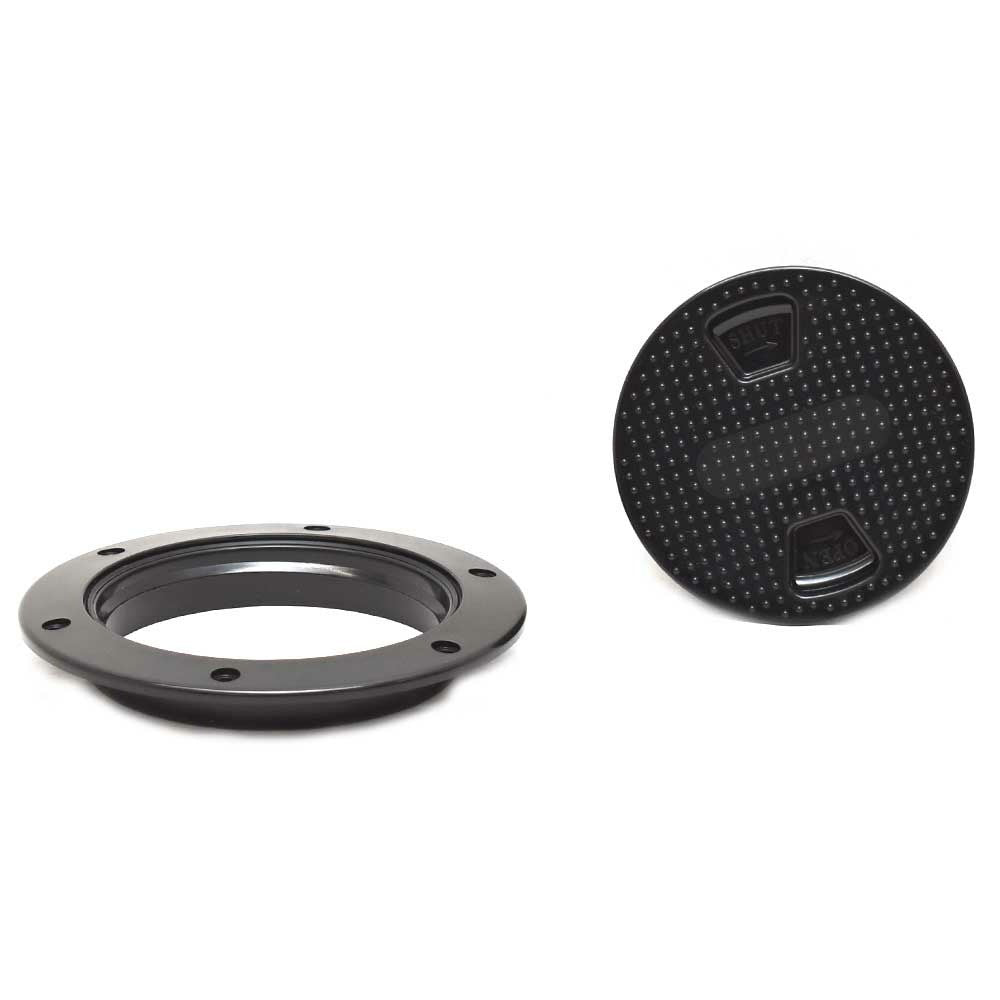 Beckson Boat Screw-out Deck Plate DP42-B | 6 Inch Black Plastic by Beckson