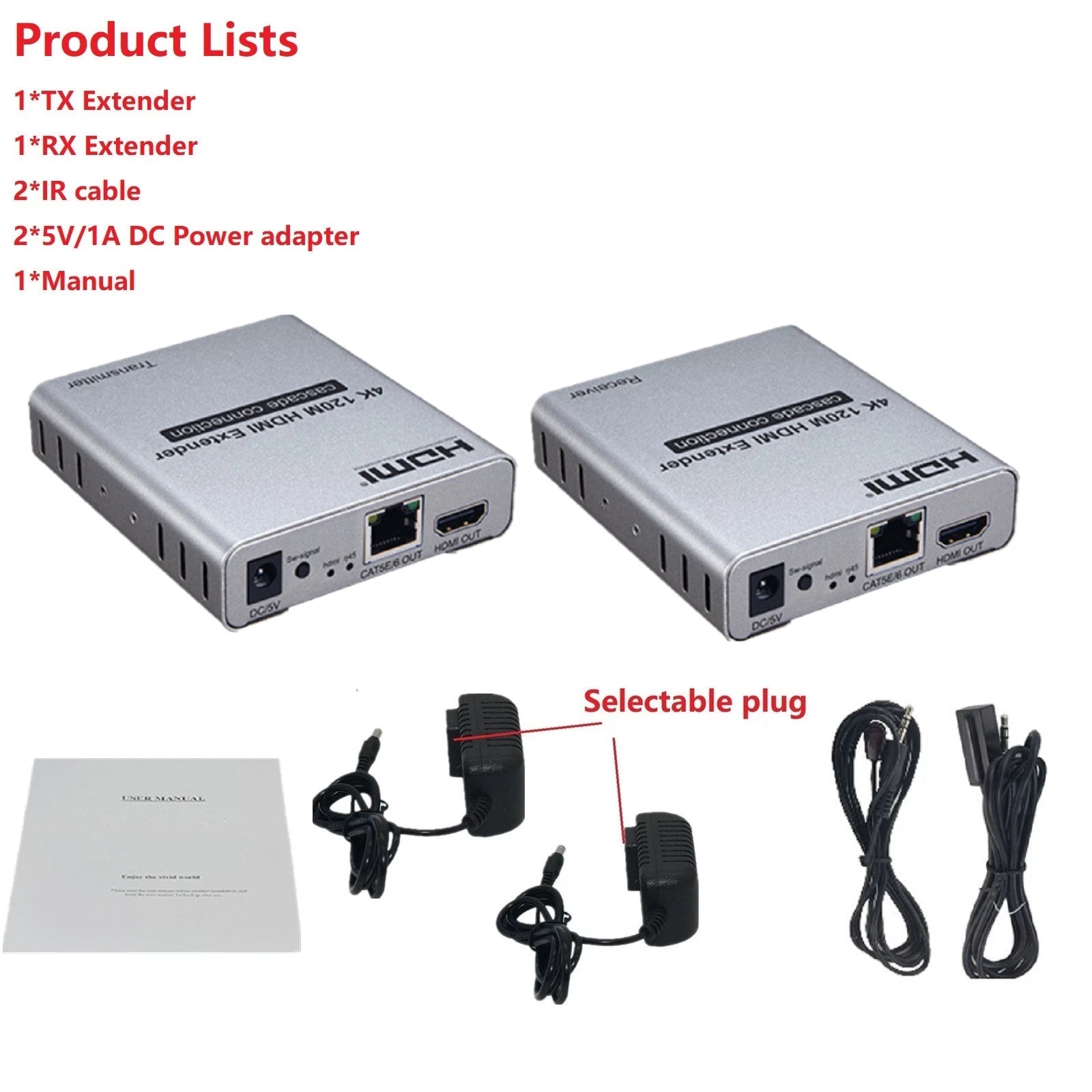 Hdmi 120m 4k 1080p Extender Repeater Av Transmitter Over Lan Rj45