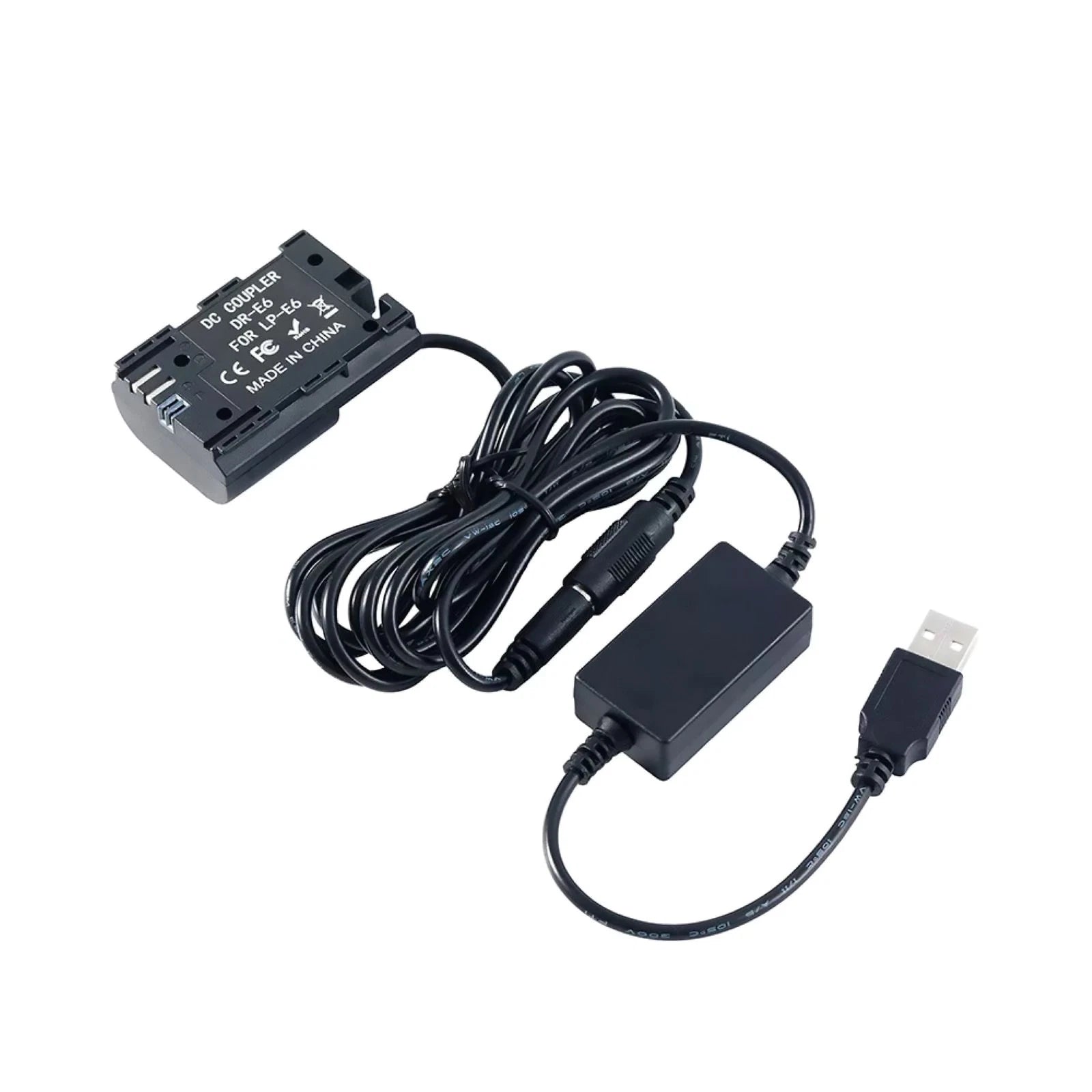 Dr-e6 Dc Coupler Lp-e6 Dummy Battery+usb Power Cable For Canon Eos