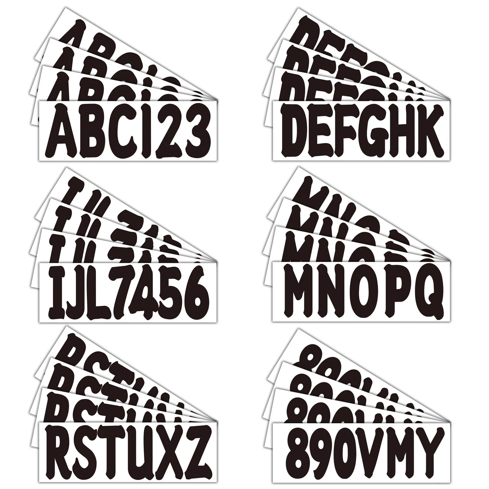 Black Boat Registration Numbers & Letters 4pack Custom 3" Boat Decal
