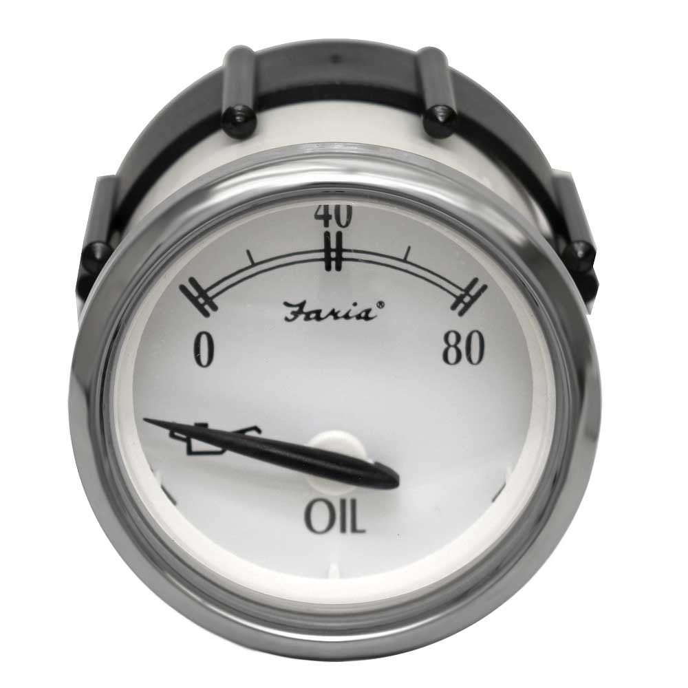 Faria Boat Oil Pressure Gauge GP7836A Newport Silver Bezel 2 Inch by Faria
