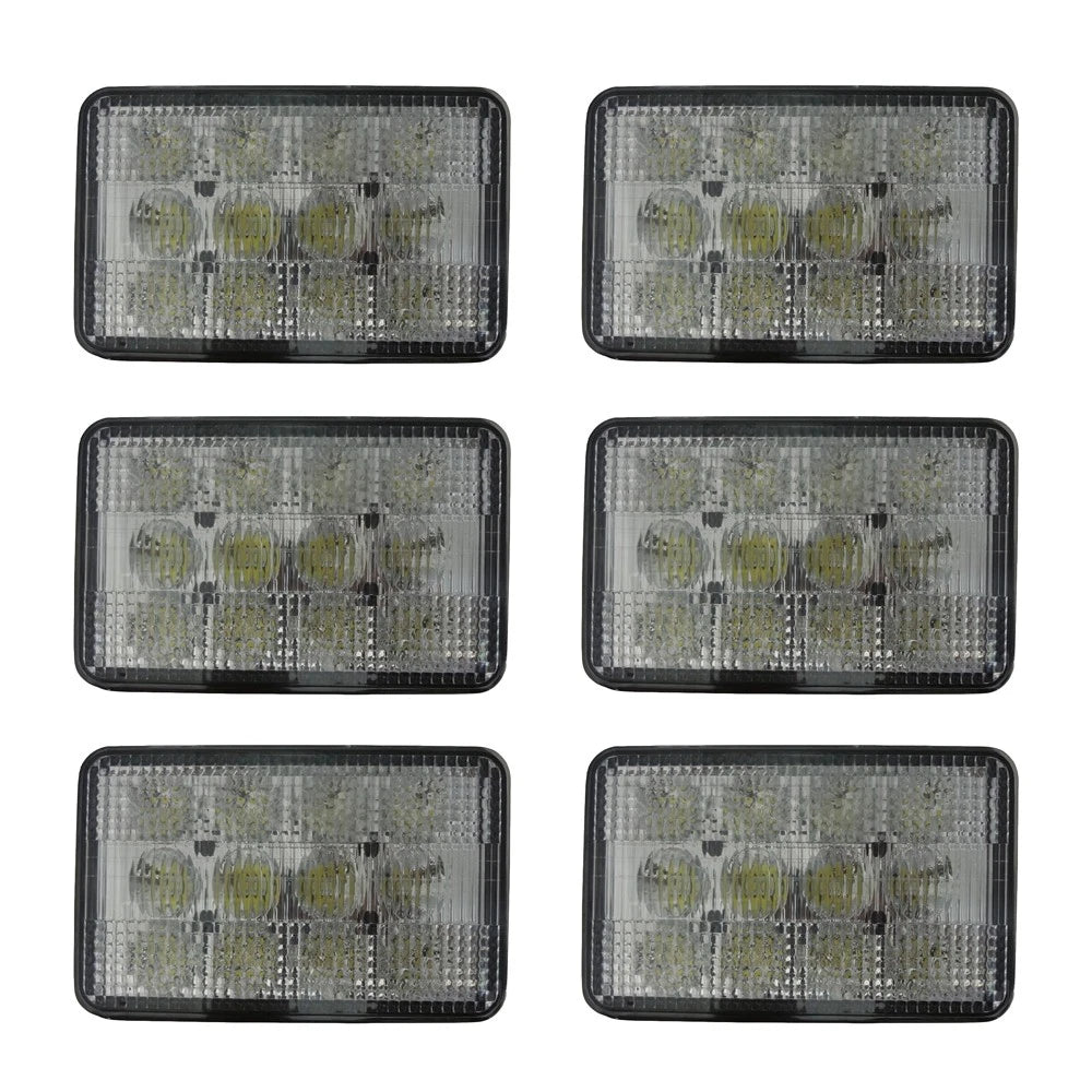 6 Led Work Light Kit Rectangular Flood Beam Fits Case Ih 2366 2388