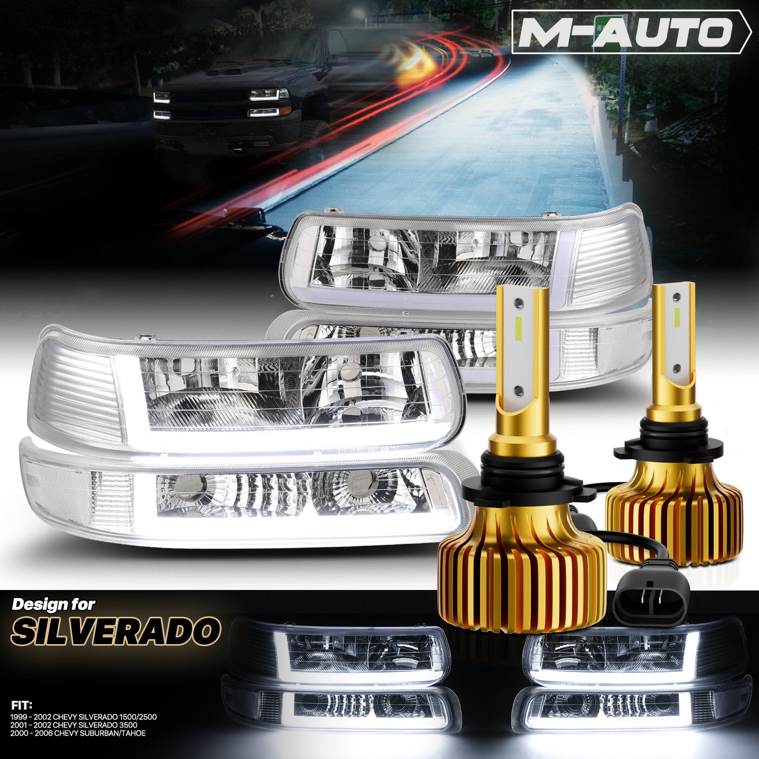 Chrome LED DRL Light Bar for Silverado