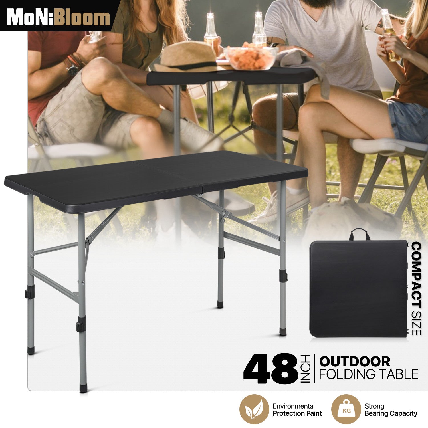 4Ft Foldable Plastic Dining Table Portable Outdoor Foot