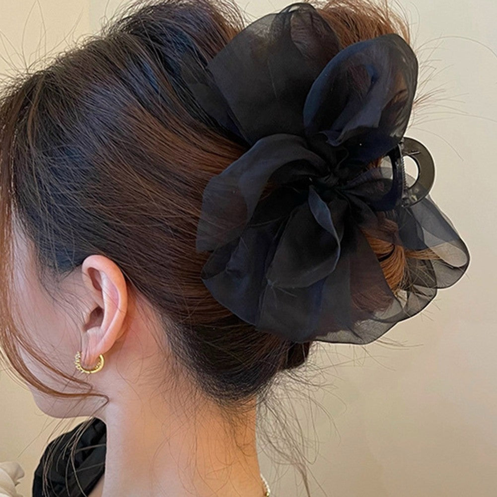 Fan Mesh Bow Grip Clip Hairpin