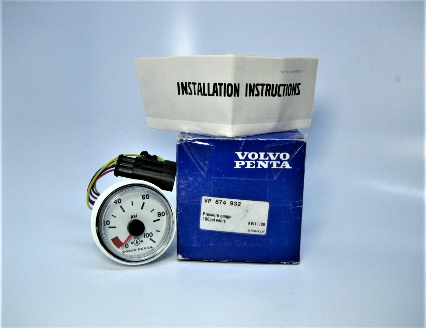 Volvo Penta 874932 *Oem* ~New~ Marine 2.25" White 0-100 Psi Oil