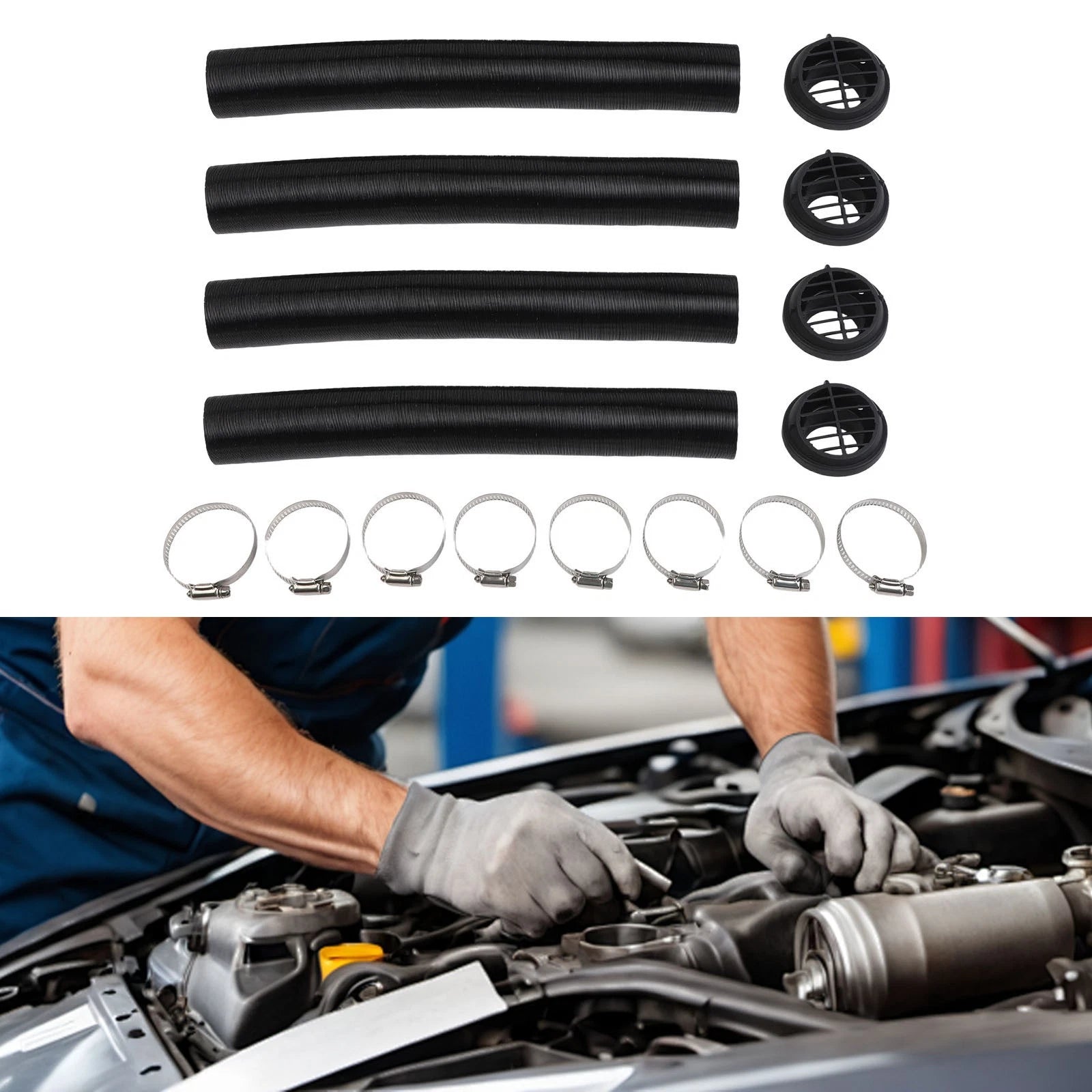 Diesel Heater Ducting Kit 42mm 16pcs With Flexible Pipes Mushroom