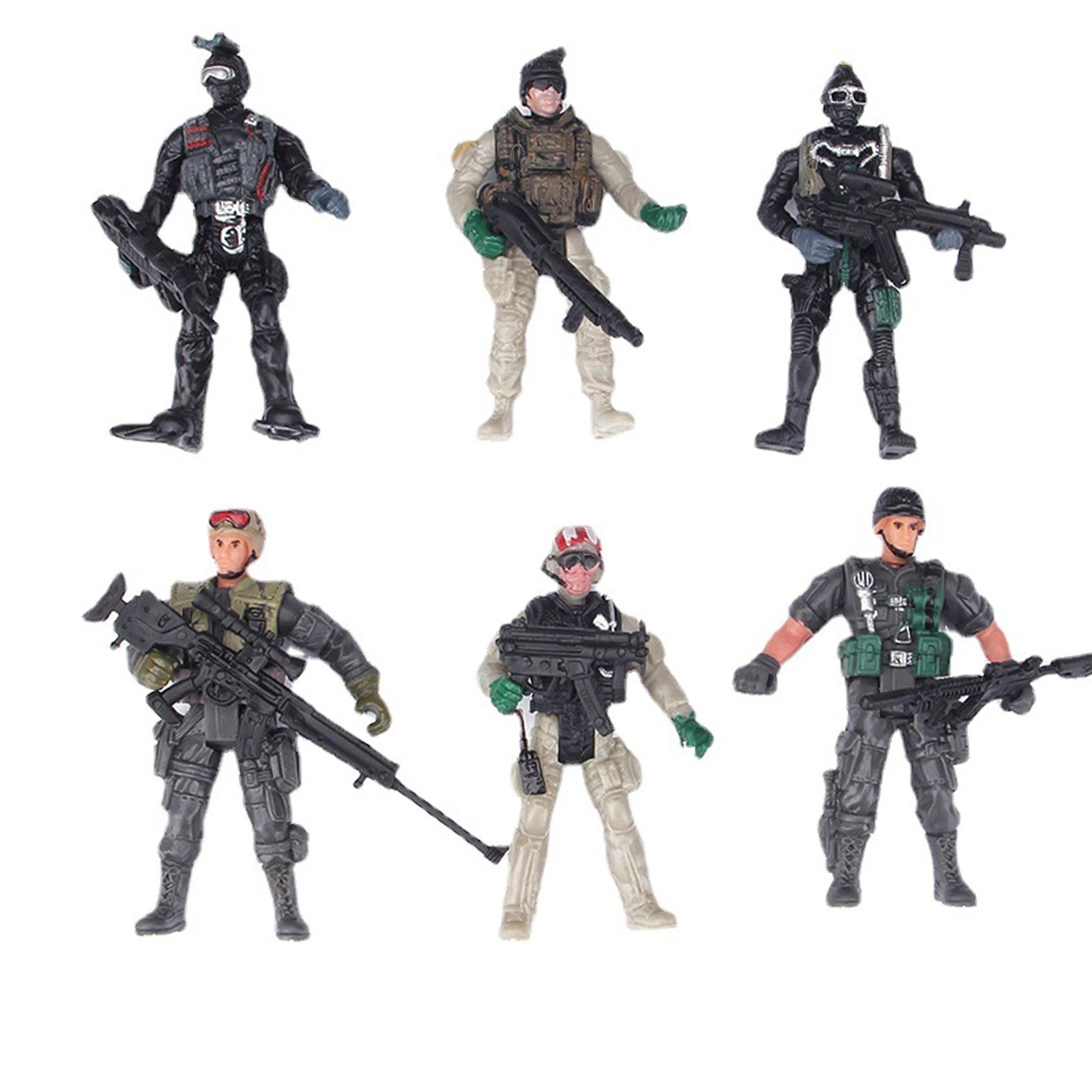 6pack 1/18 Plastic Special Force Action Figures 10cm Army Men Soldier