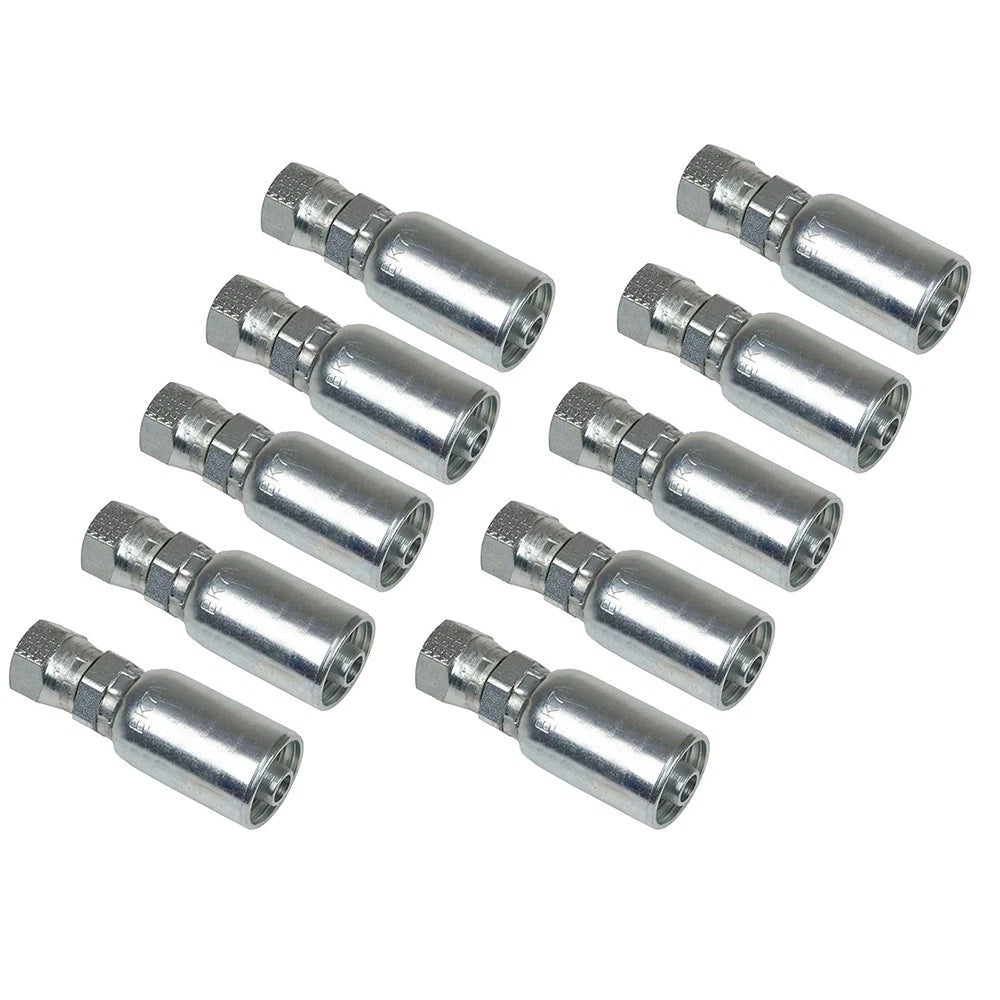 Pack Of (10) Female Jic 37° Straight Crimp Fittings