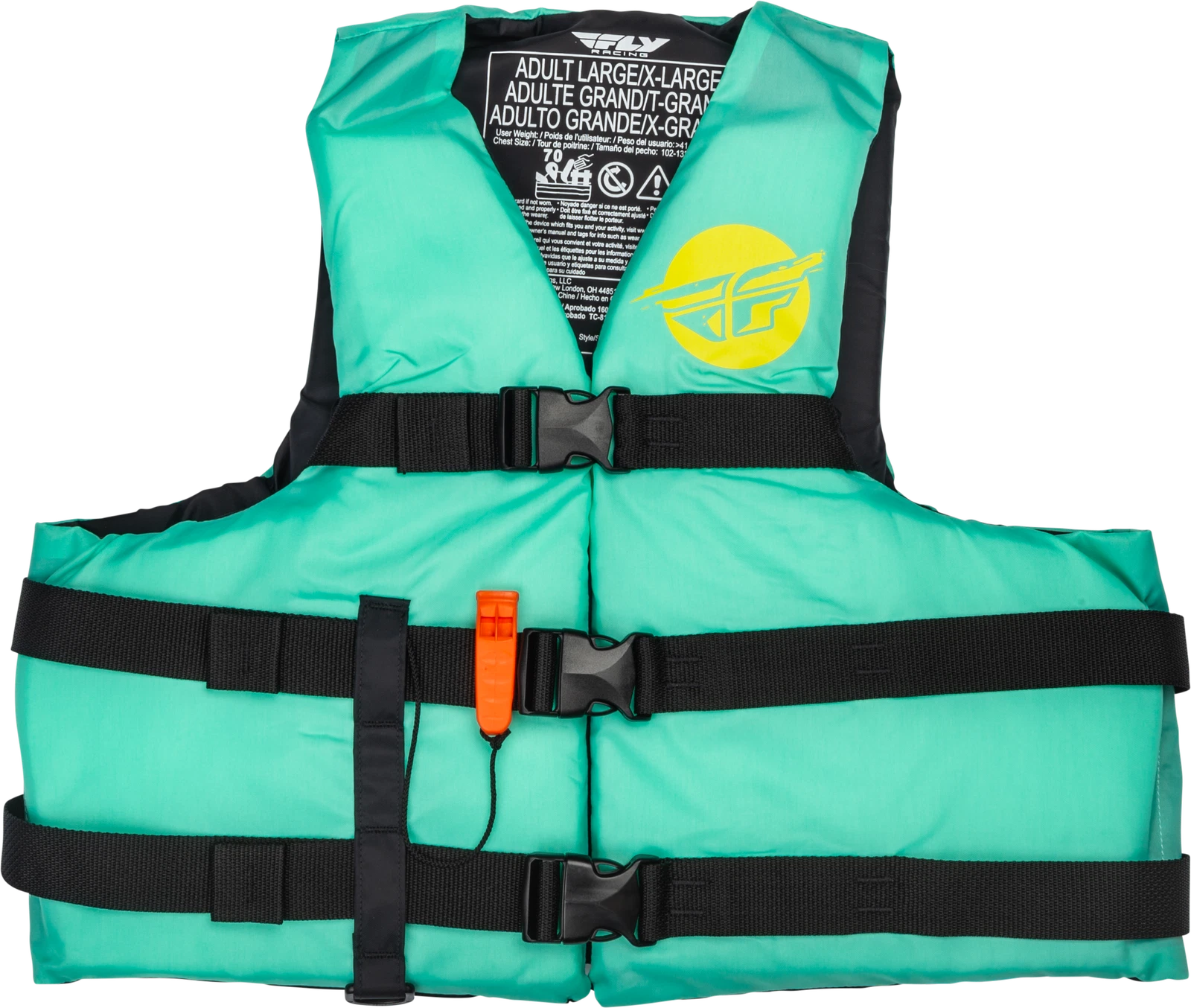 Fly Racing Nylon Flotation Vest 2x-large Seafoam Green/yellow For