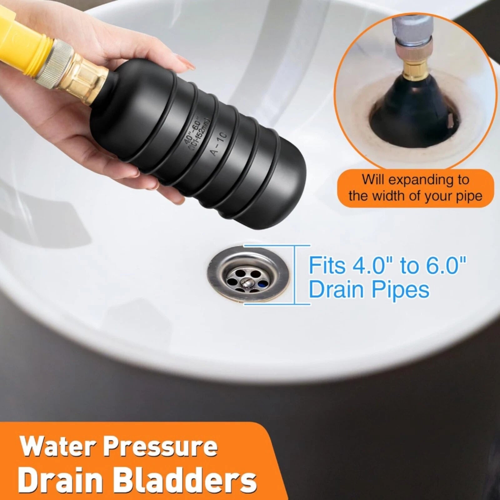 Drain Bladder Cleaning Tool for 4"-6" Clogged Sewer Pipe