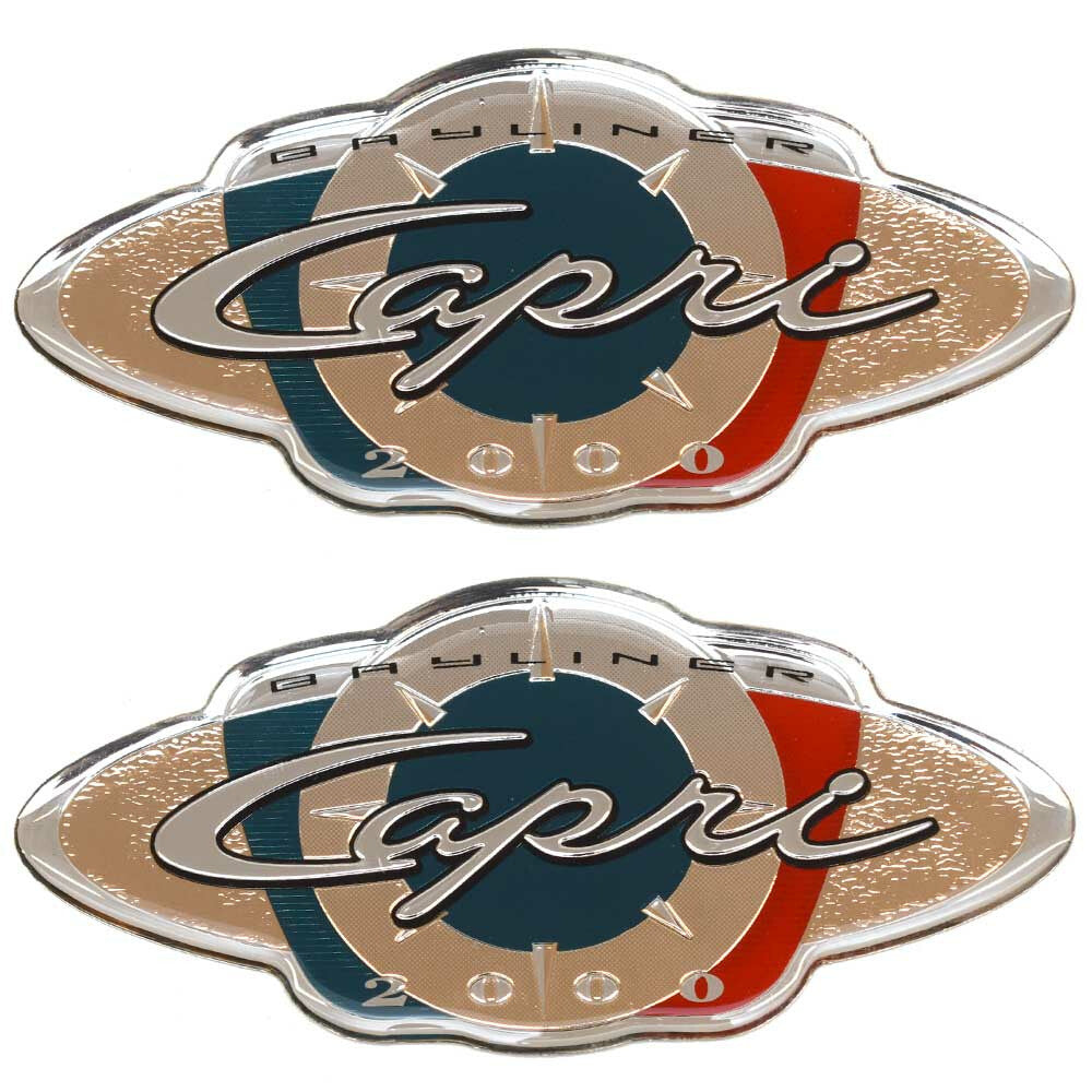 Bayliner Boat Raised Decal Emblems Capri 2000 Silver Red Blue Pair by Bayliner