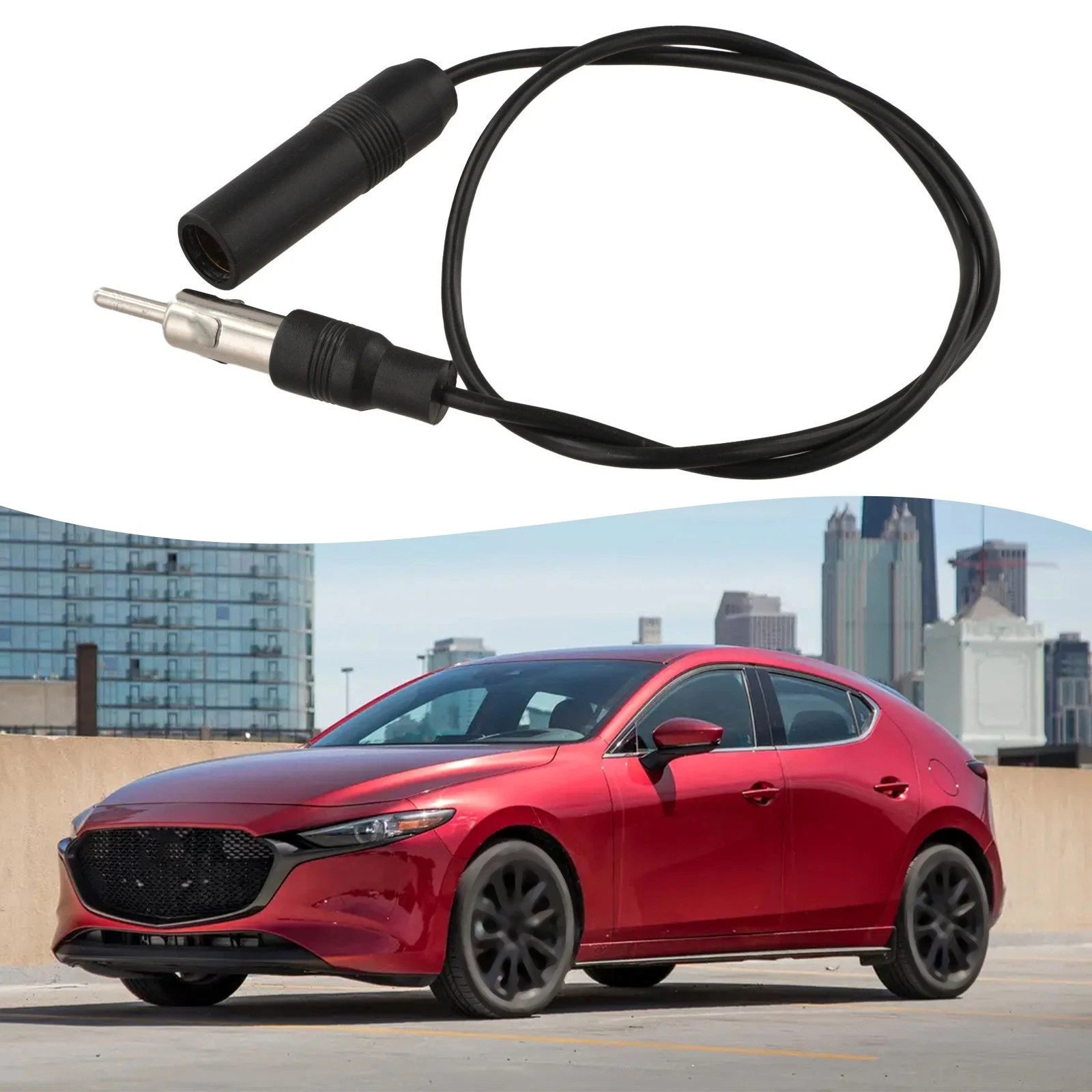 Black Abs For Car Radio Extension Cord Easy Installation 50cm Length