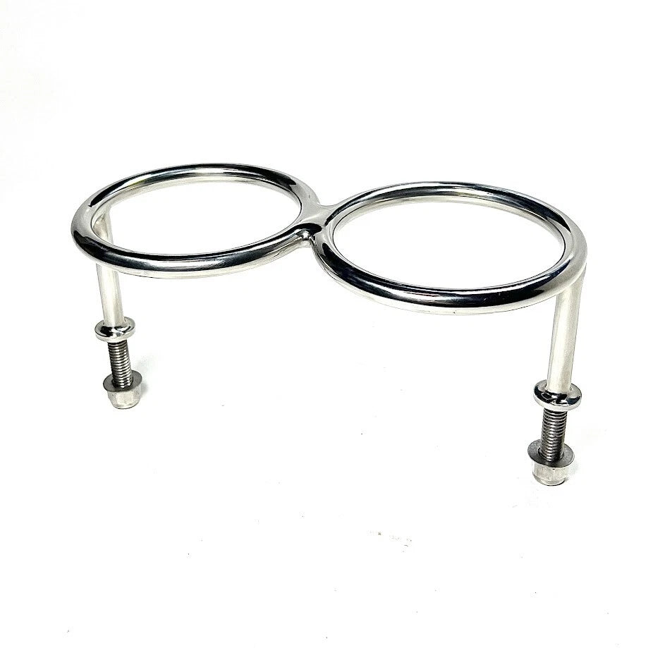 Dual Stainless Steel Cup Holder W/ Hardware, Boat, Marine, Custom