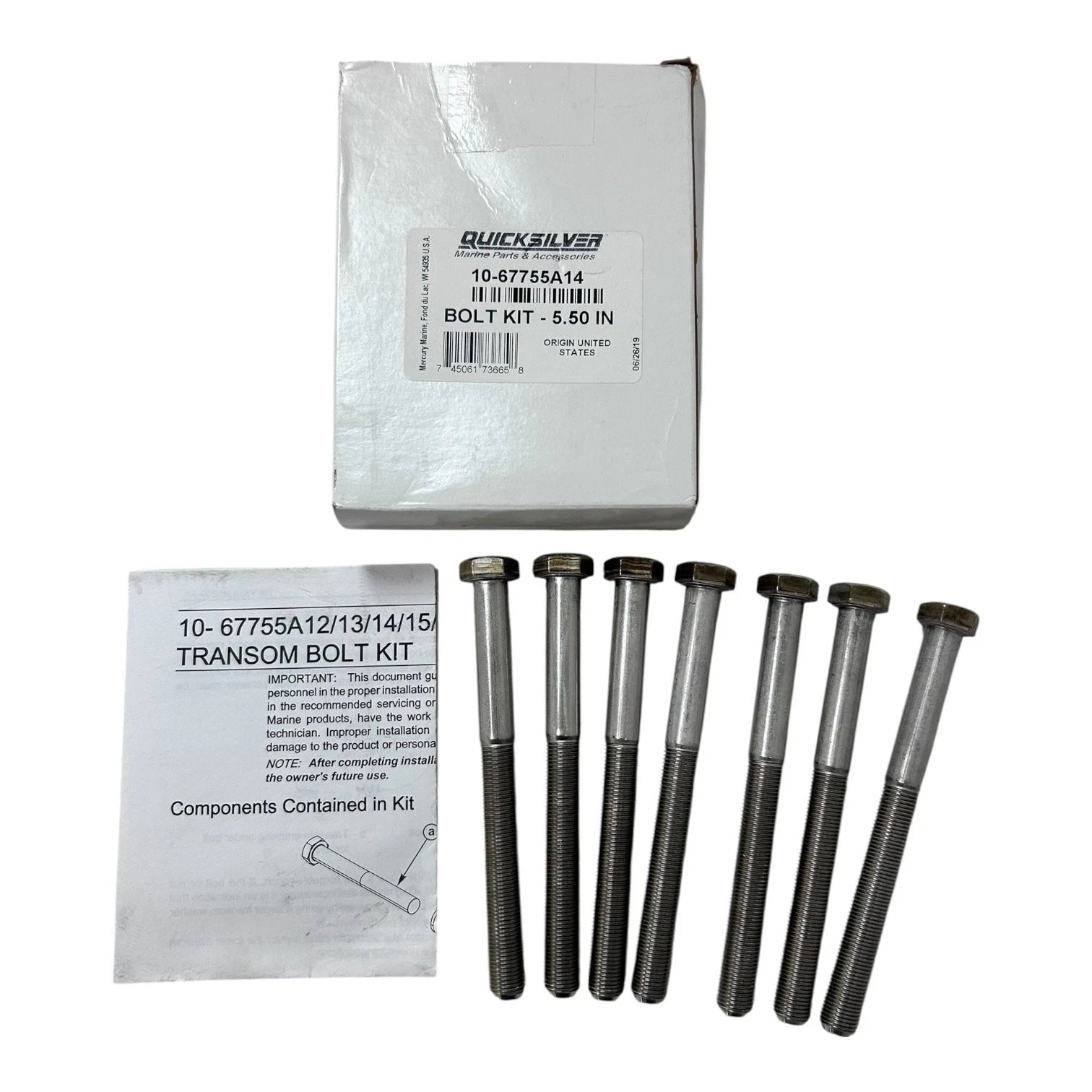 Mercury Quicksilver 10-67755a14, Bolt Kit - 7 Pack ( Missing Nut And