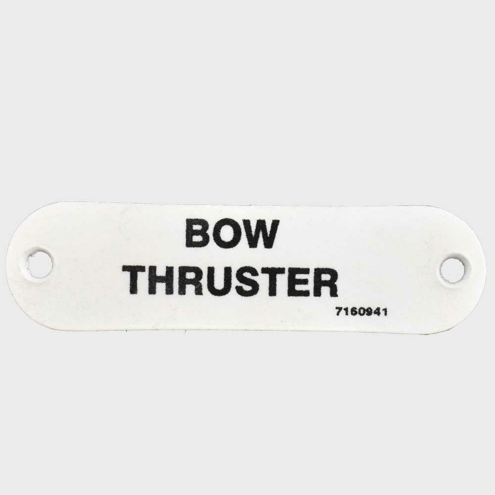 Carver Boat Bow Thruster Label White Plastic by Carver