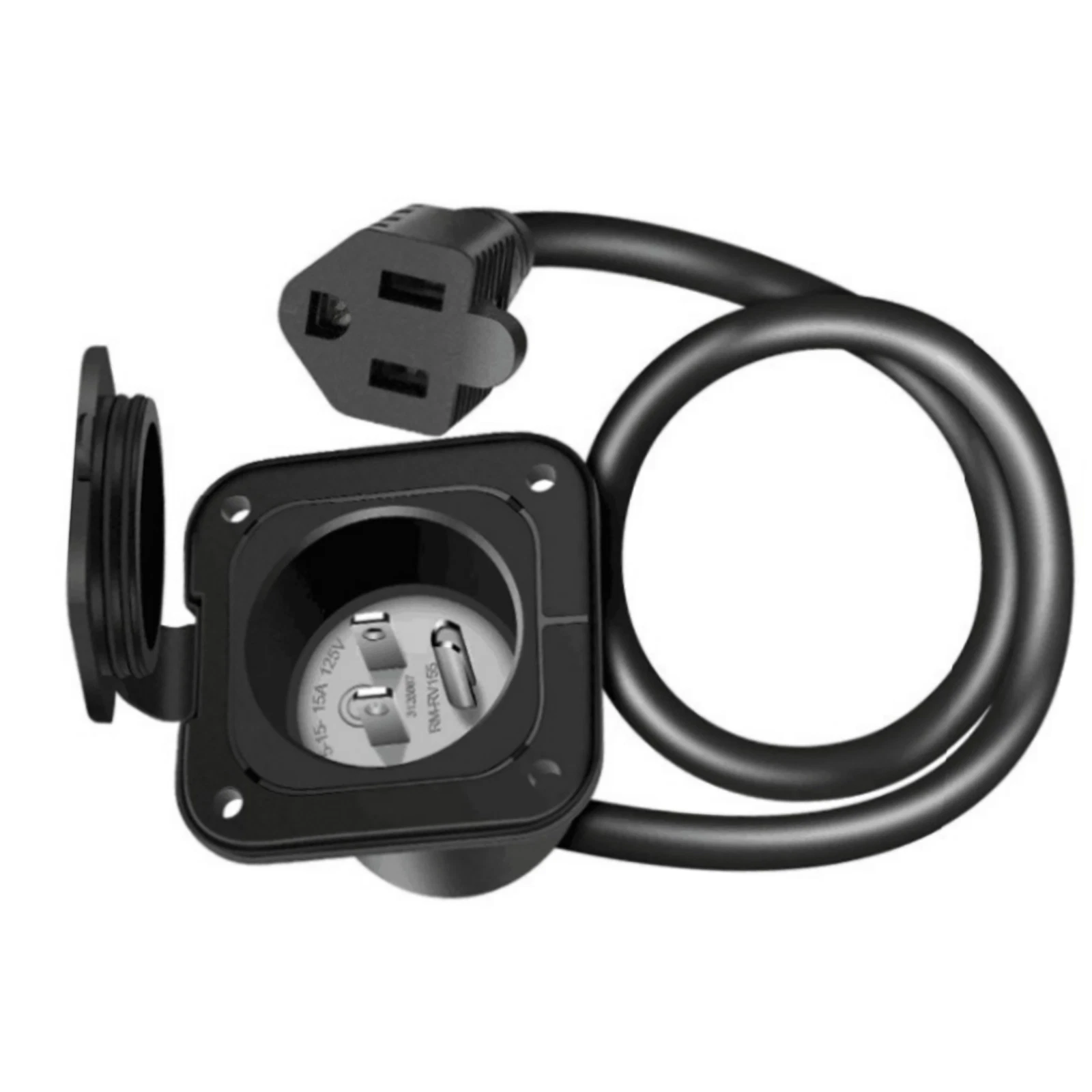 15 Amp 125V Ac Port Plug With Nema 5-15p To Nema5-15r Extension Cord