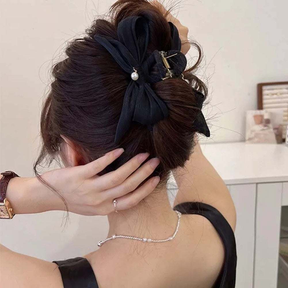 Pearl Bow Tie Hairpin Delicate Accessory