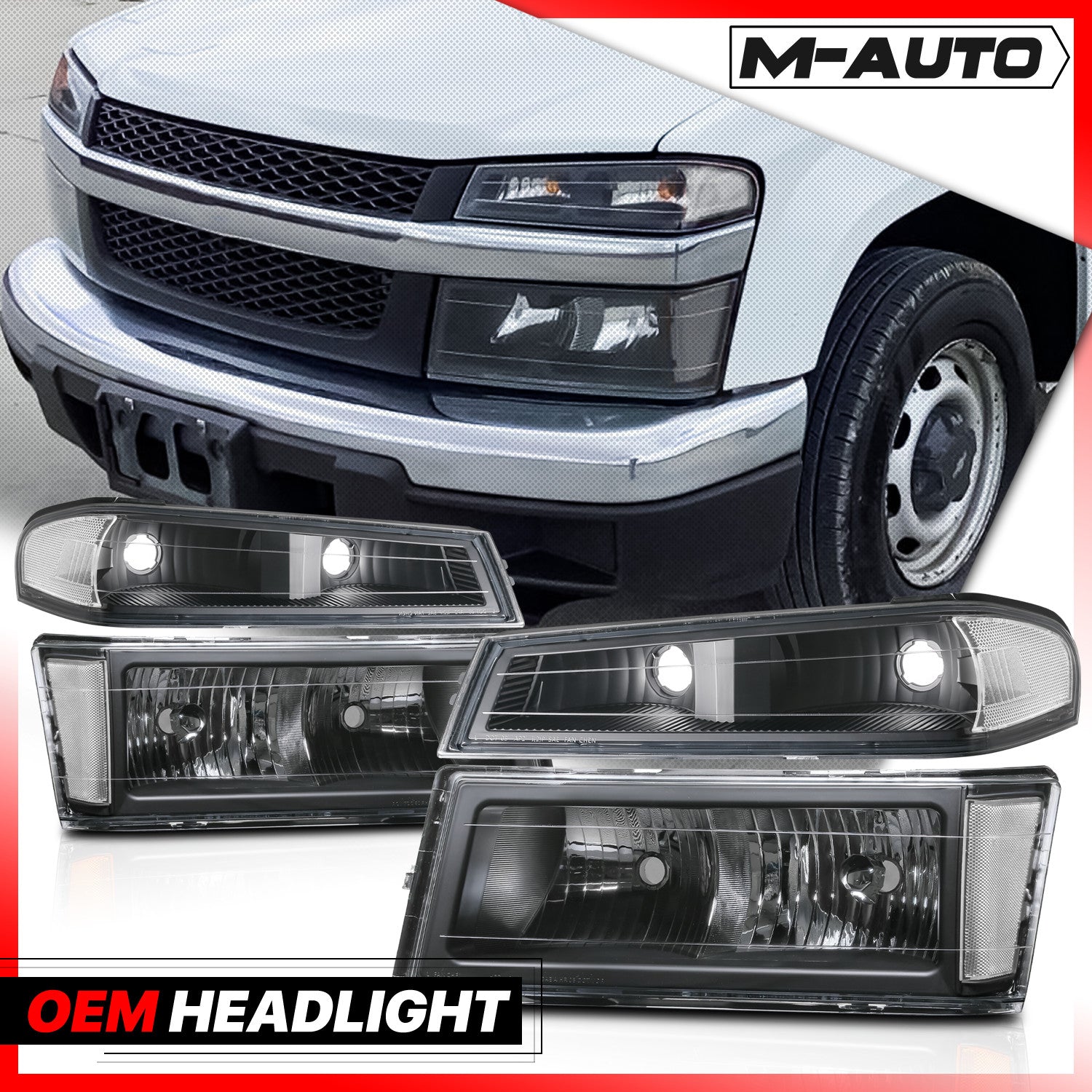 L+R Headlight Bumper Lamp for 2004-2012 Chevy/GMC Color