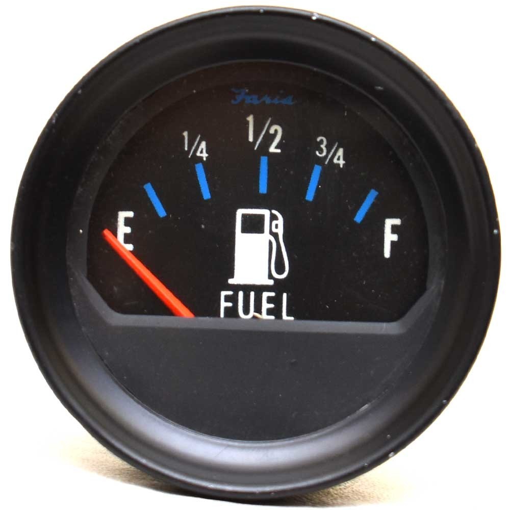 Faria Boat Fuel Gas Gauge 2 Inch Black Blue by Faria