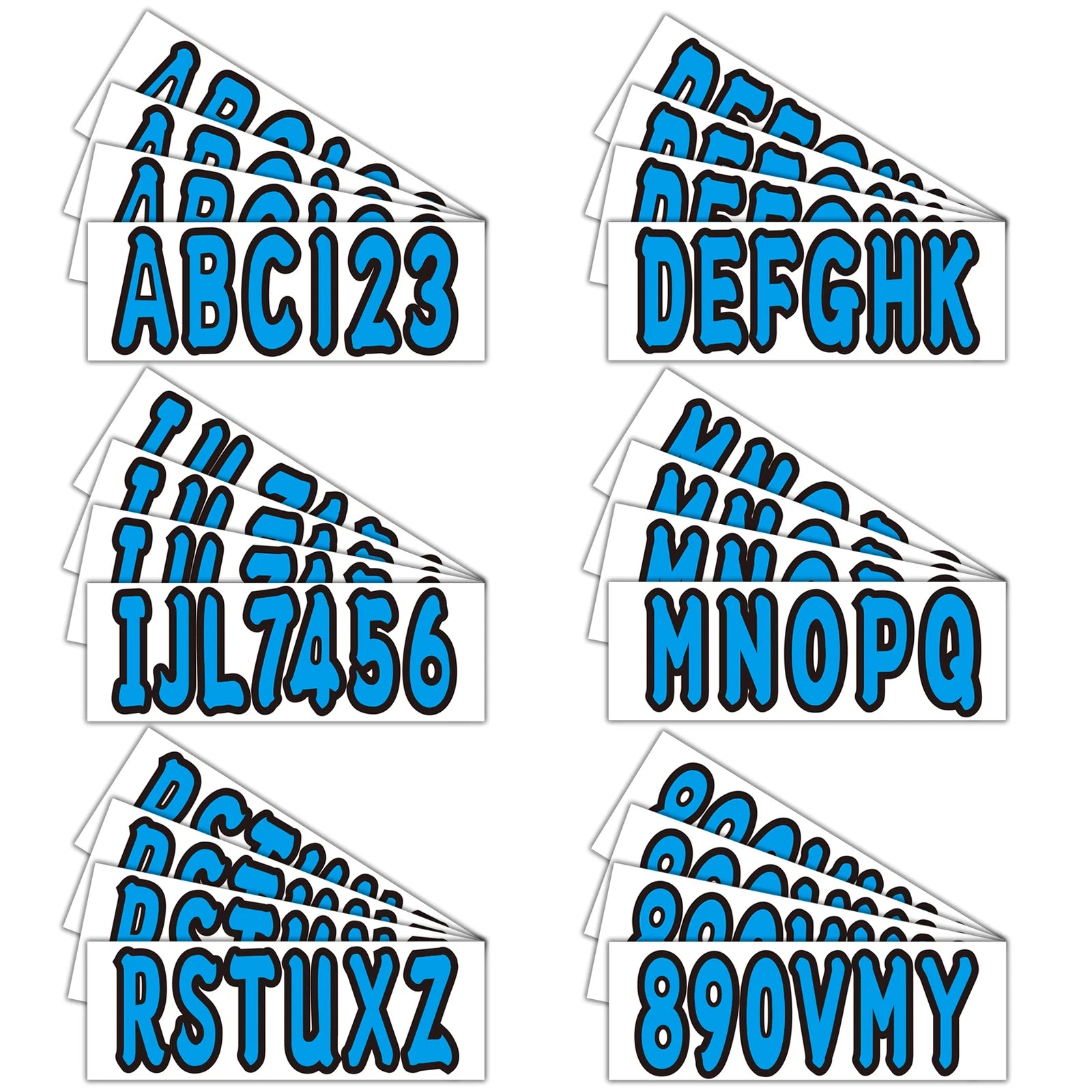 Boat Registration Decals Set A-Z & 0-9 Blue for All Boats