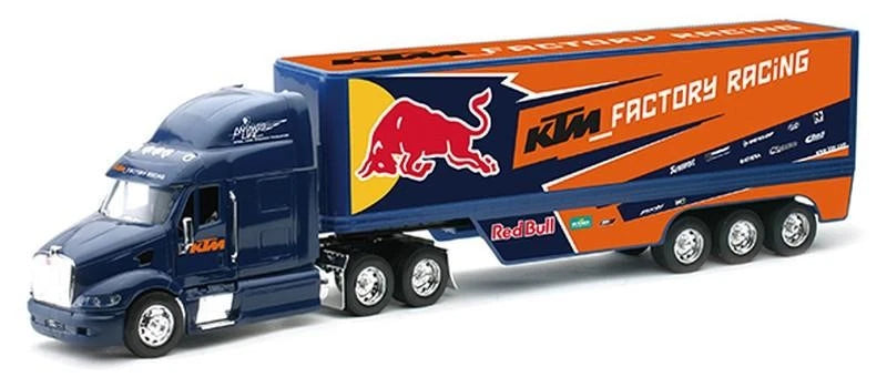 Newray Die Cast Model Ktm Red Bull Race Truck, Blue And Orange, Scale