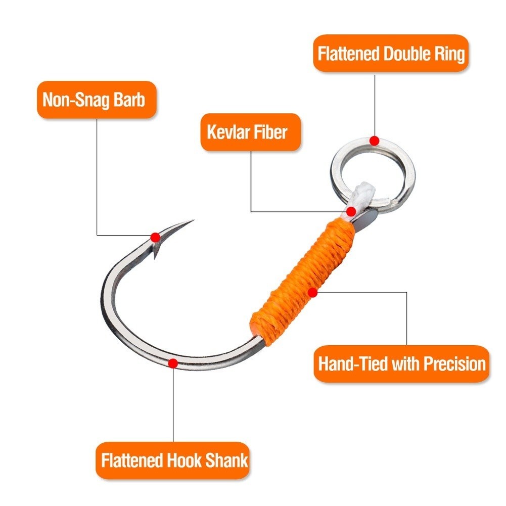 Hand Tied Hooks Lure Jigging Fine Hook Tip