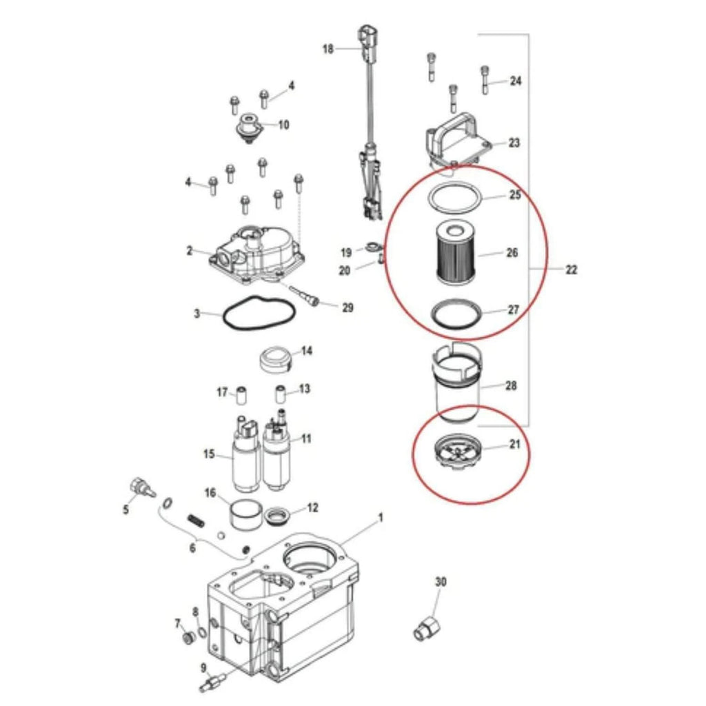 Fuel Filter for MerCruiser 35-892665/35-8M0204703 Engine (Sierra 18-7715)
