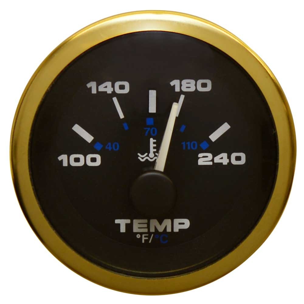 Teleflex Boat Temperature Gauge 62410 | Premier Pro Gold 2 Inch BlackO