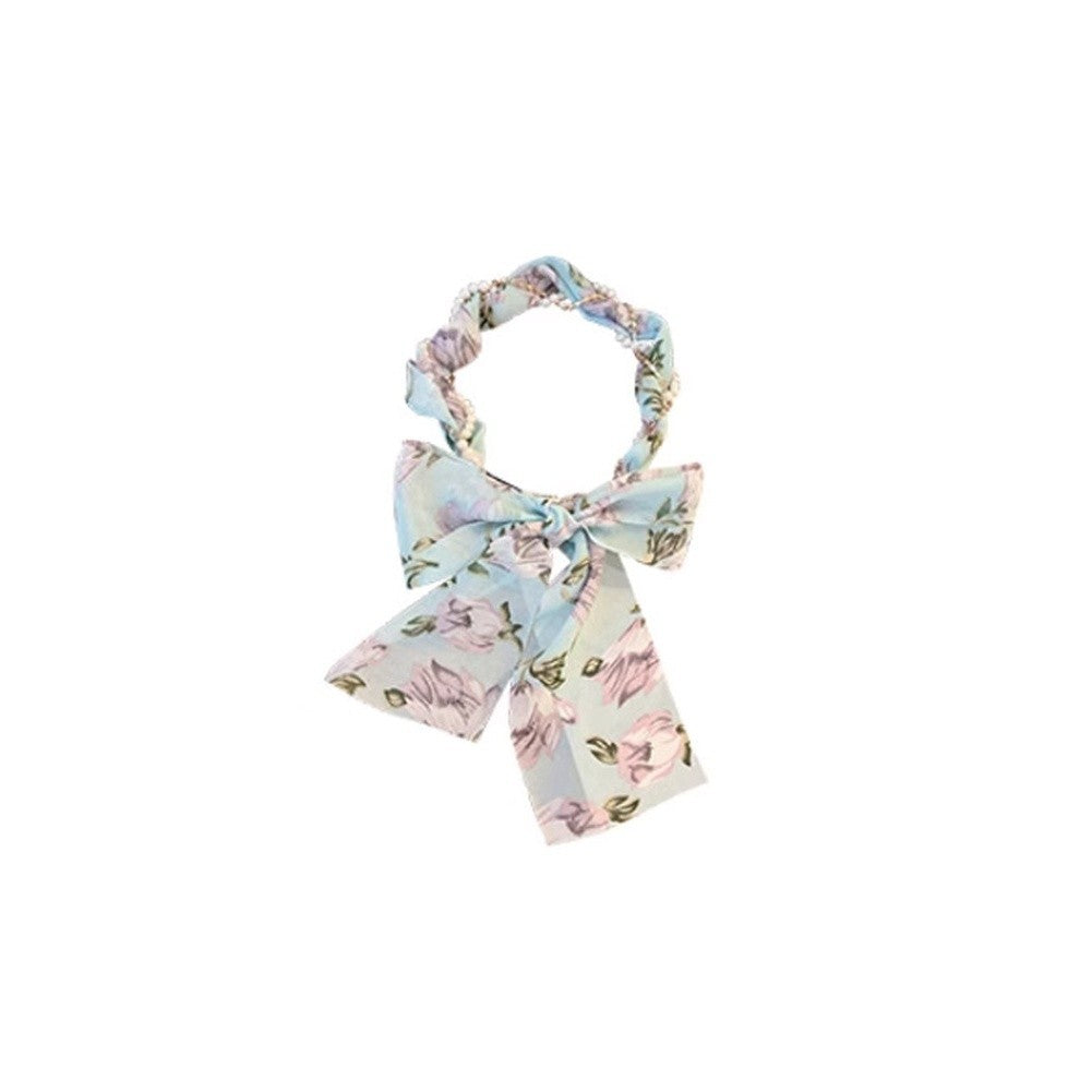 Blue Floral Scarf Headband