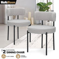 Set of 2 Gray Boucle Fabric Dining Chairs