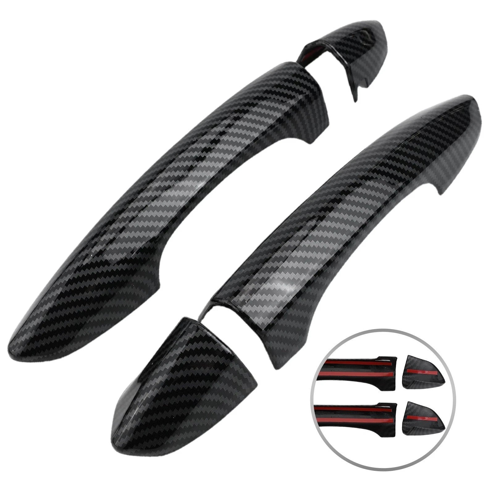 For Mustang Door Handle Covers With Rust Proof Finish Carbon Fiber
