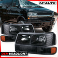 4PC Black Housing Headlight & Bumper for GMC Savana