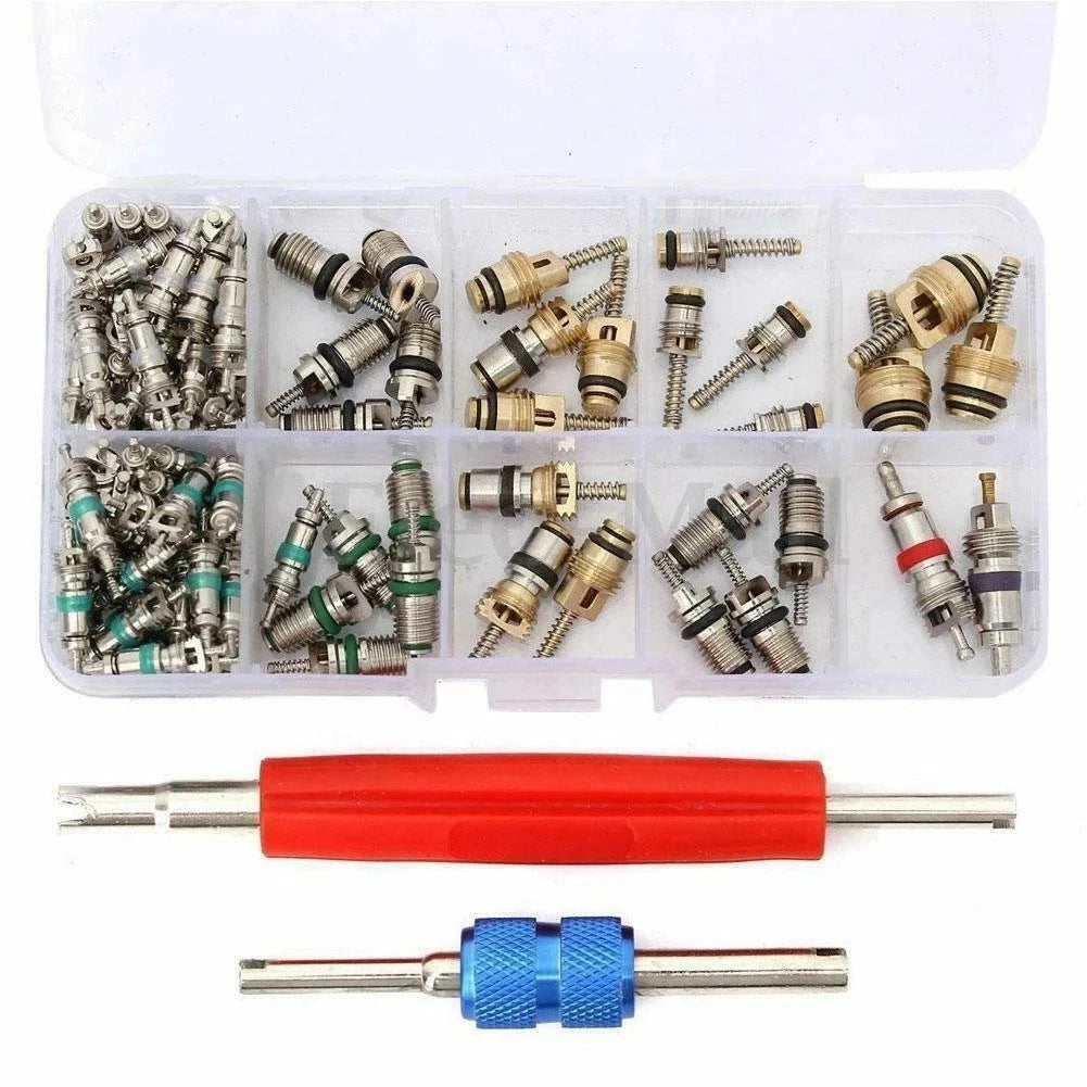 102pcs For R12 R134a Air Con Valve Core Kit With Installer And