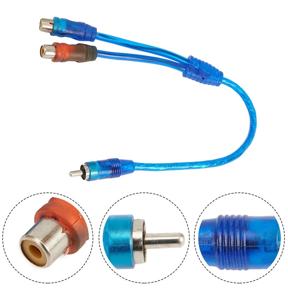 1pc 30cm For 2 Female To 1 Male High Quality Av Cable For Car Audio