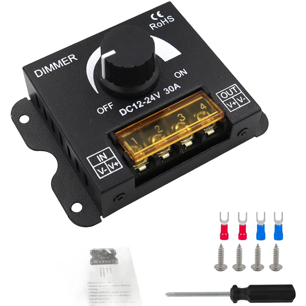 Rotary Knob Led Dimmer 12V 24V 30a For Dc Led Strip Lights In